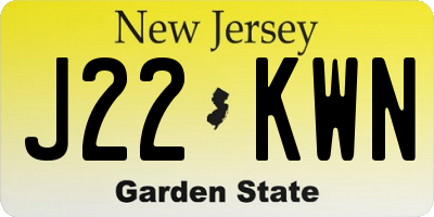 NJ license plate J22KWN