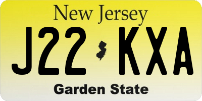 NJ license plate J22KXA