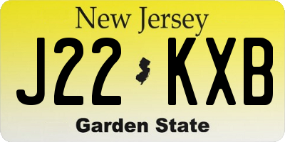 NJ license plate J22KXB