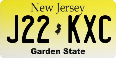 NJ license plate J22KXC