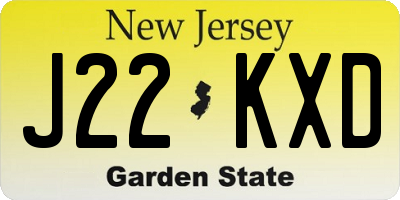 NJ license plate J22KXD