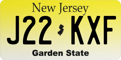 NJ license plate J22KXF