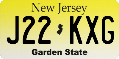 NJ license plate J22KXG