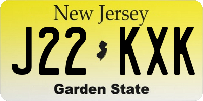 NJ license plate J22KXK