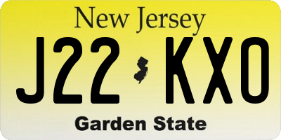 NJ license plate J22KXO