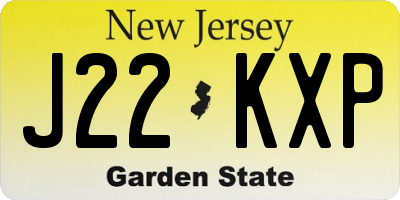 NJ license plate J22KXP