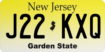 NJ license plate J22KXQ
