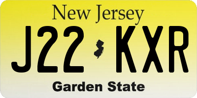 NJ license plate J22KXR