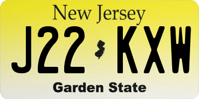 NJ license plate J22KXW