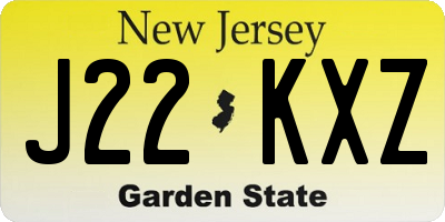 NJ license plate J22KXZ