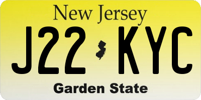 NJ license plate J22KYC