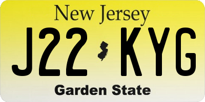 NJ license plate J22KYG