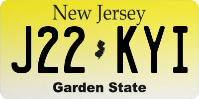 NJ license plate J22KYI