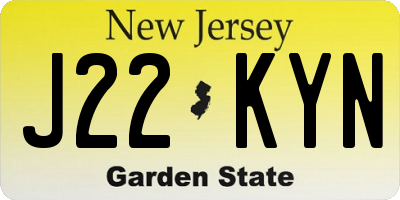 NJ license plate J22KYN