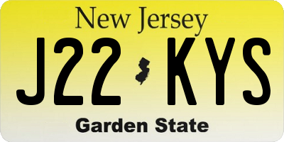 NJ license plate J22KYS
