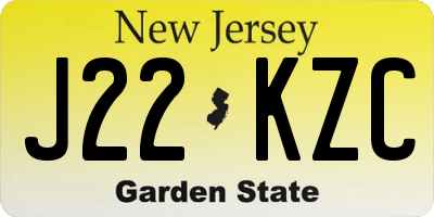 NJ license plate J22KZC