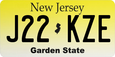 NJ license plate J22KZE