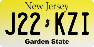 NJ license plate J22KZI