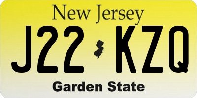 NJ license plate J22KZQ