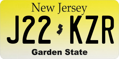 NJ license plate J22KZR