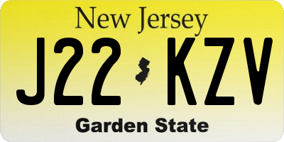 NJ license plate J22KZV