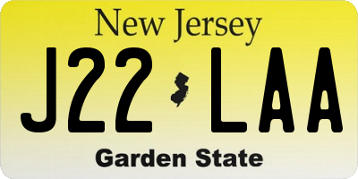 NJ license plate J22LAA