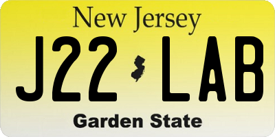 NJ license plate J22LAB