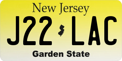 NJ license plate J22LAC