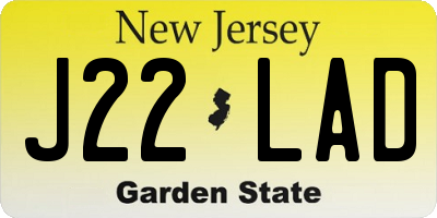 NJ license plate J22LAD