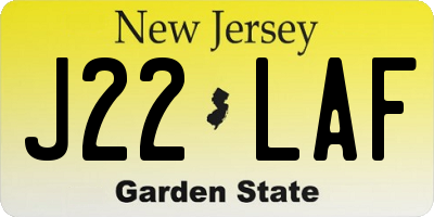 NJ license plate J22LAF
