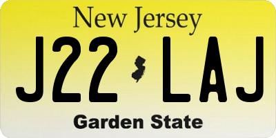 NJ license plate J22LAJ