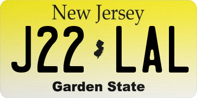 NJ license plate J22LAL