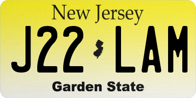 NJ license plate J22LAM