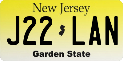 NJ license plate J22LAN