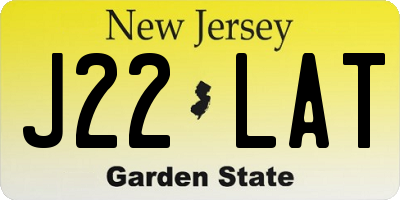 NJ license plate J22LAT