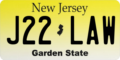 NJ license plate J22LAW
