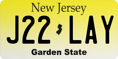 NJ license plate J22LAY