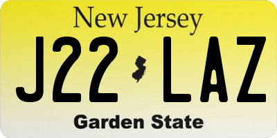 NJ license plate J22LAZ