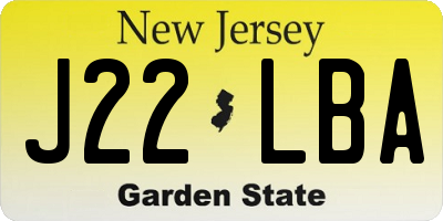 NJ license plate J22LBA