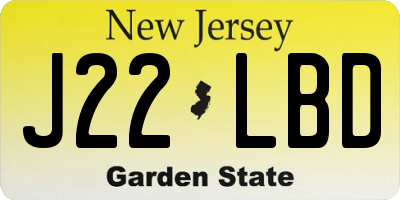 NJ license plate J22LBD