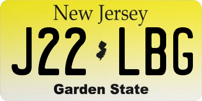 NJ license plate J22LBG