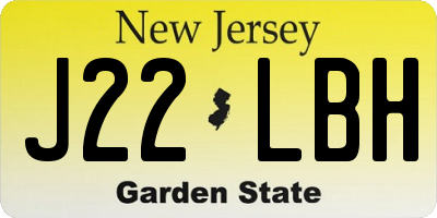 NJ license plate J22LBH
