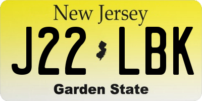 NJ license plate J22LBK