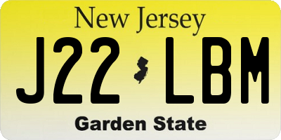 NJ license plate J22LBM