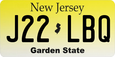 NJ license plate J22LBQ