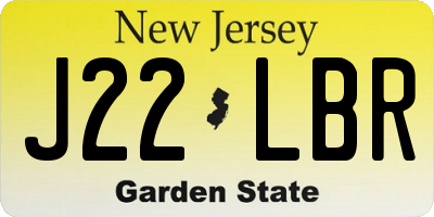 NJ license plate J22LBR