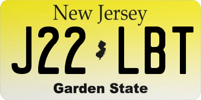 NJ license plate J22LBT