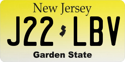 NJ license plate J22LBV