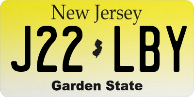 NJ license plate J22LBY