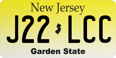 NJ license plate J22LCC